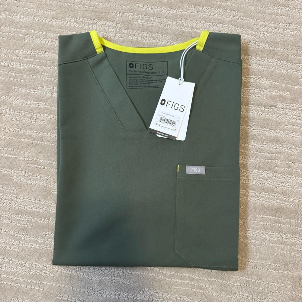 Men's Figs Limited Edition Moss/Limeade Chisec - Three-Pocket Scrub Top - S - Picture 2 of 2